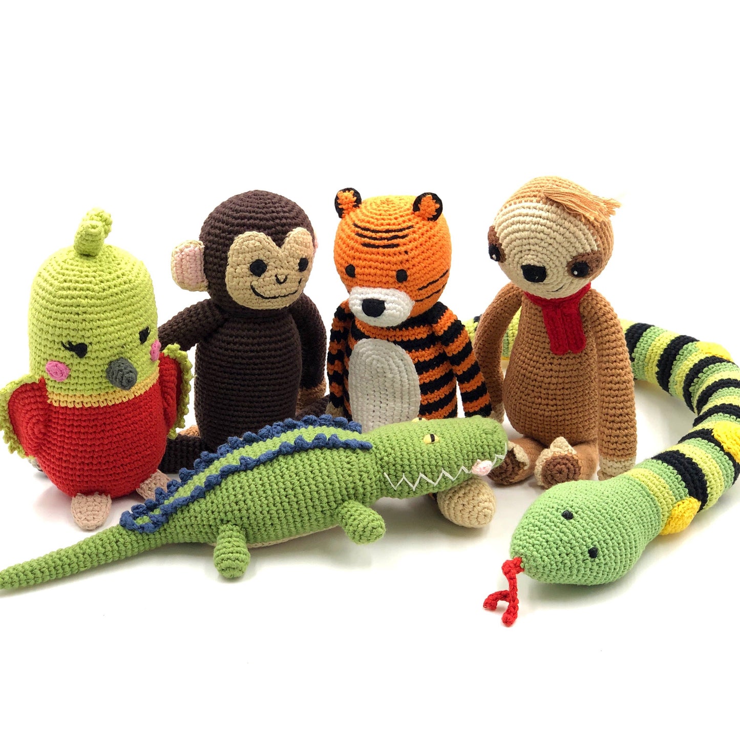 Crochet Snake Rattle | Organic Cotton Sensory Toy for Babies & Toddlers