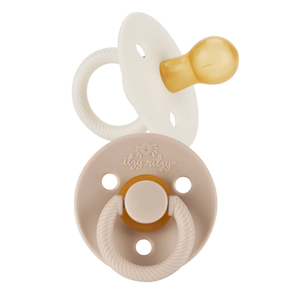 Itzy Soother™ Natural Rubber Pacifier Set – Pink Bow | BPA-Free Baby Pacifiers