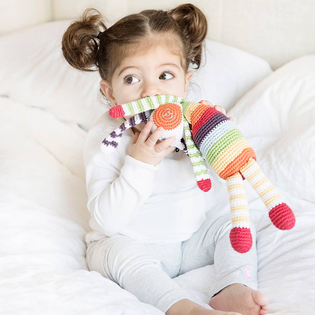 Organic Rainbow Bunny Plush Toy – Velvety Soft Handmade Crochet Stuffed Animal