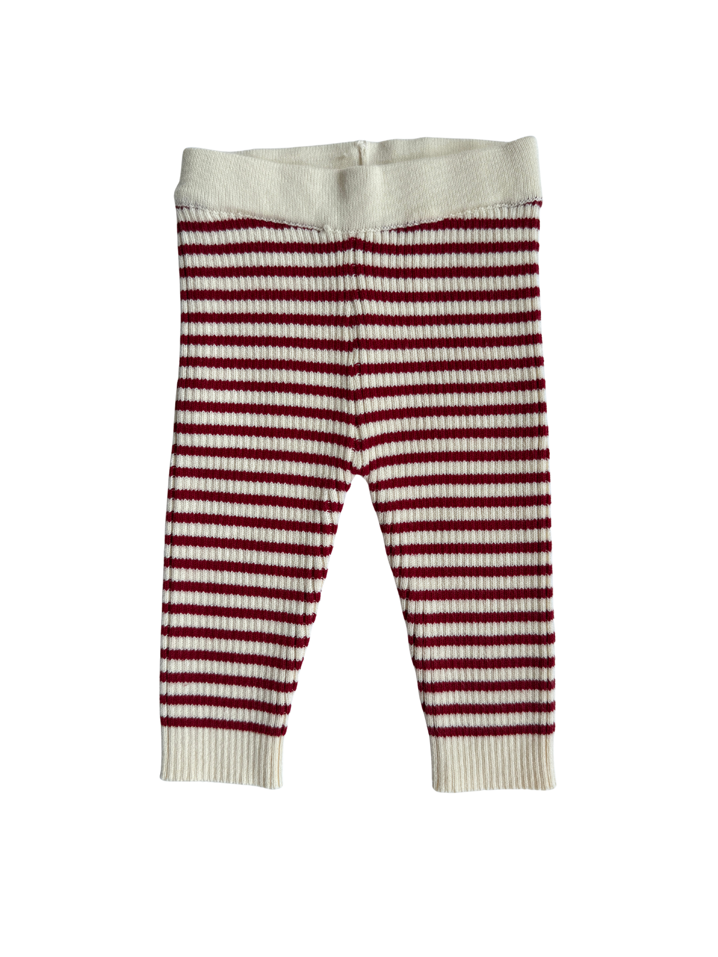 Organic Cotton Candy Cane Striped Baby Leggings – Cream & Holly