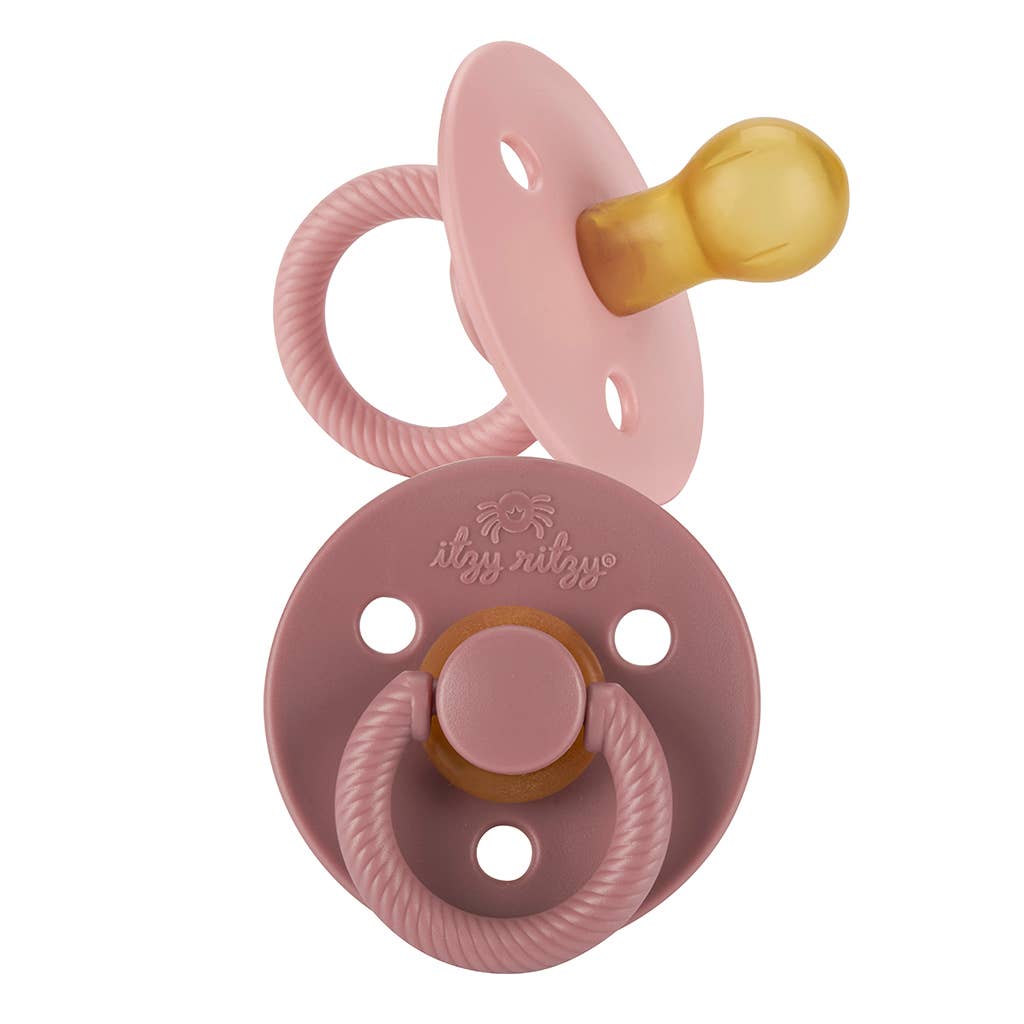 Itzy Soother™ Natural Rubber Pacifier Set – Pink Bow | BPA-Free Baby Pacifiers