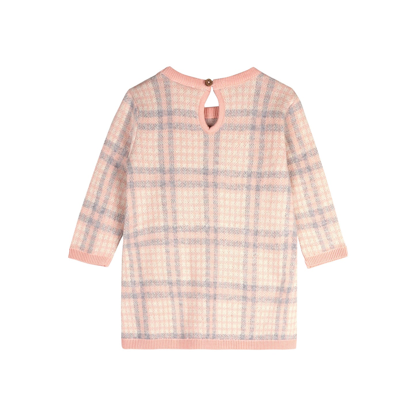 Sophie Bow Checkered Organic Cotton Sweater Knit Baby Dress