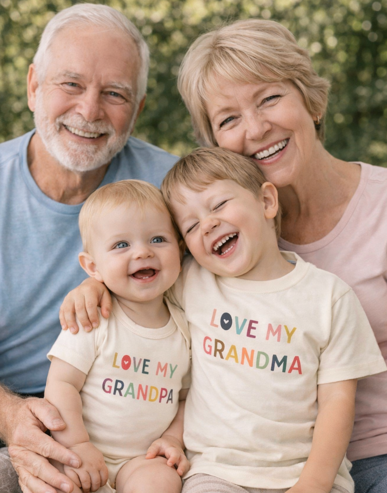 Love Grandpa Baby Bodysuit - 100% Organic Cotton Graphic Onesie