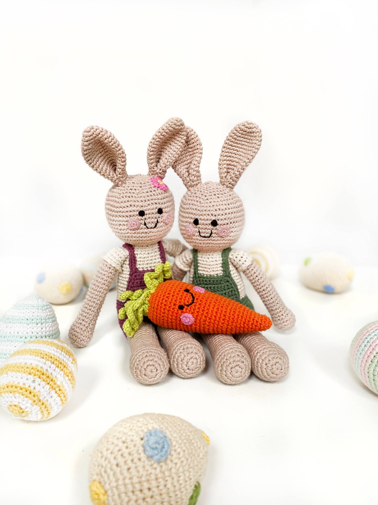 Velvety Springtime Bunny - Organic Cotton Crochet Toy: Green