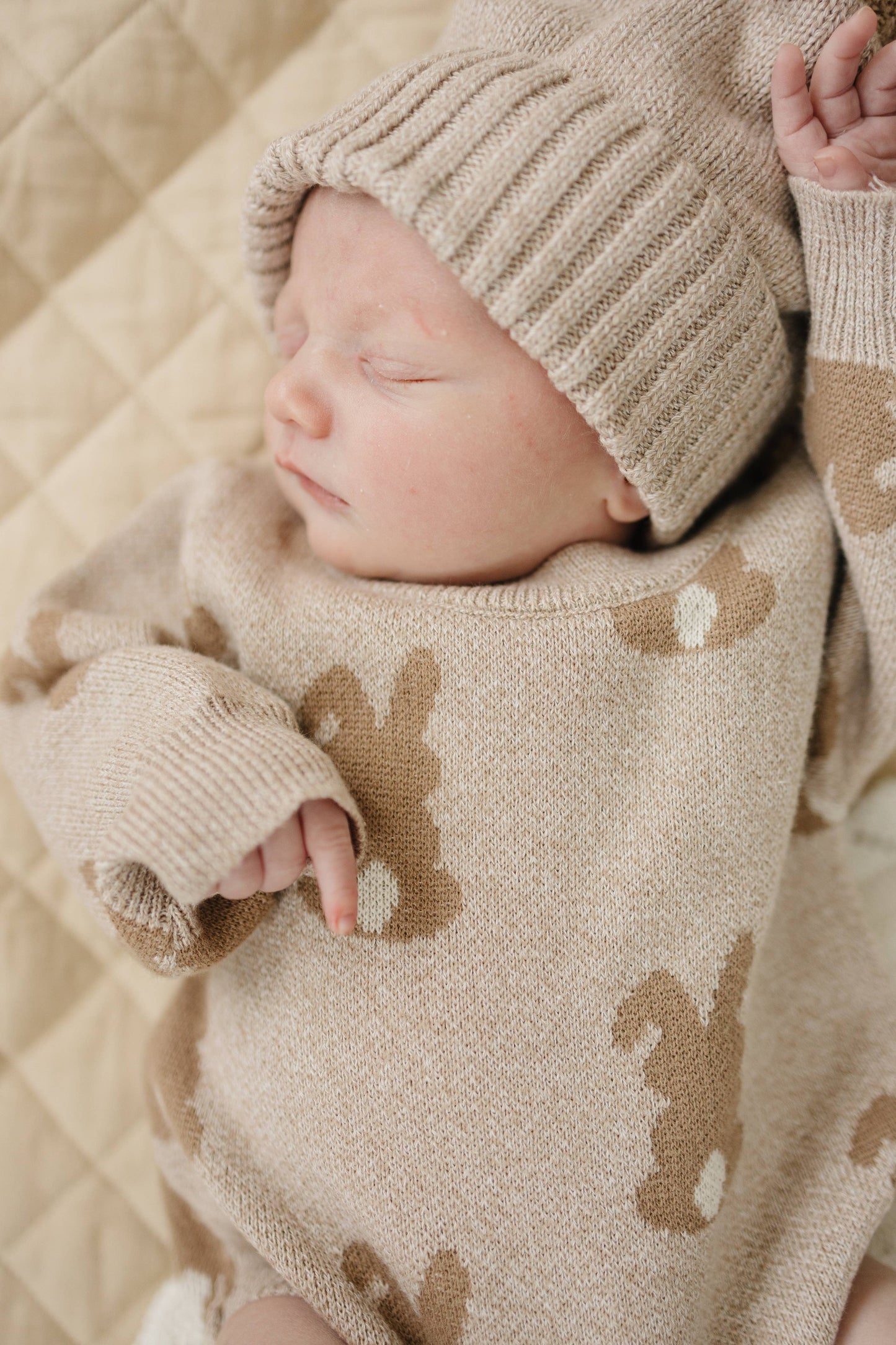 Luna + Luca Bunny Jacquard Organic Baby Romper