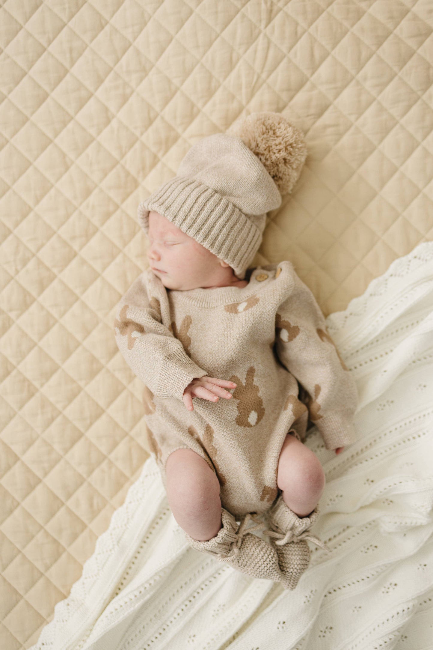 Luna + Luca Bunny Jacquard Organic Baby Romper