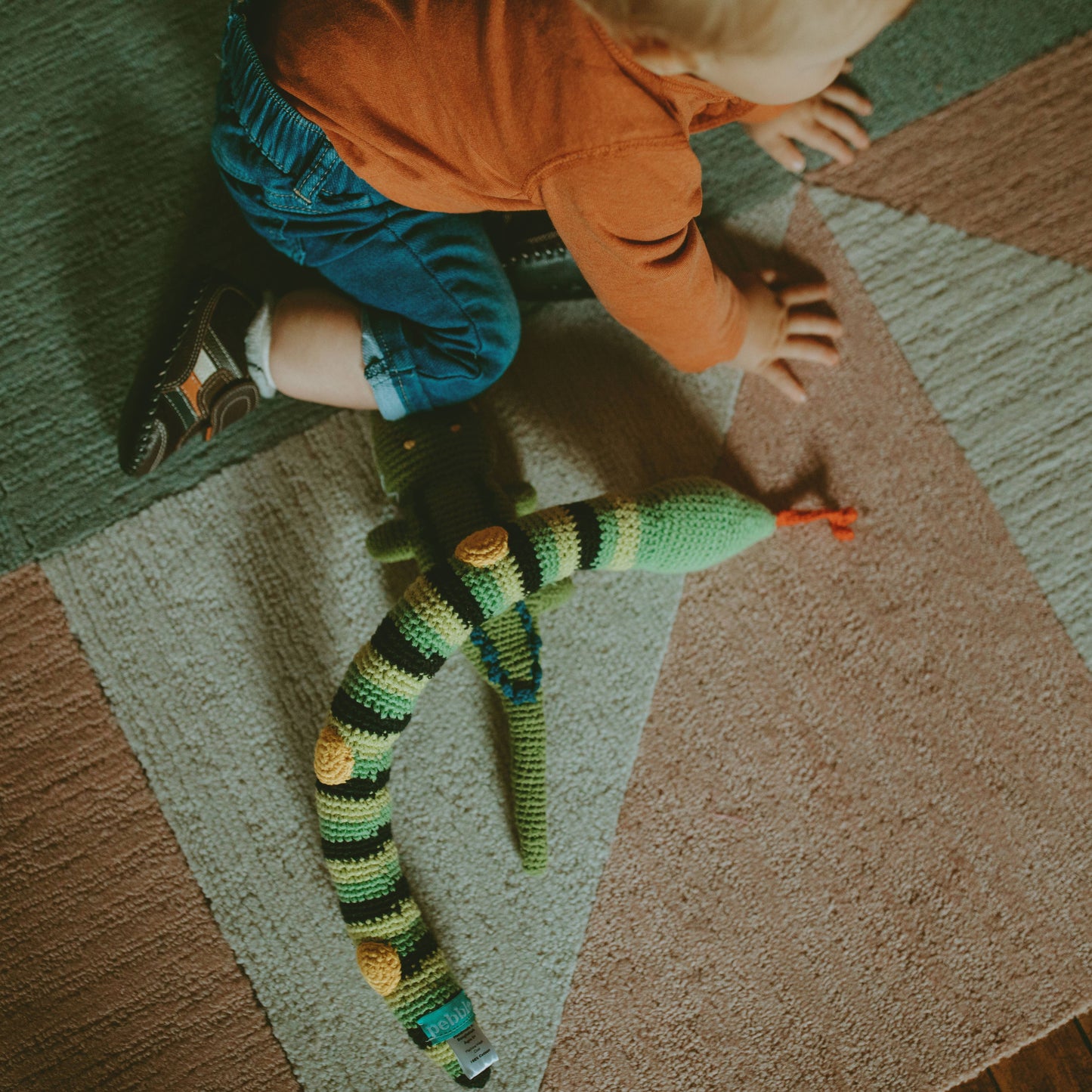 Crochet Snake Rattle | Organic Cotton Sensory Toy for Babies & Toddlers