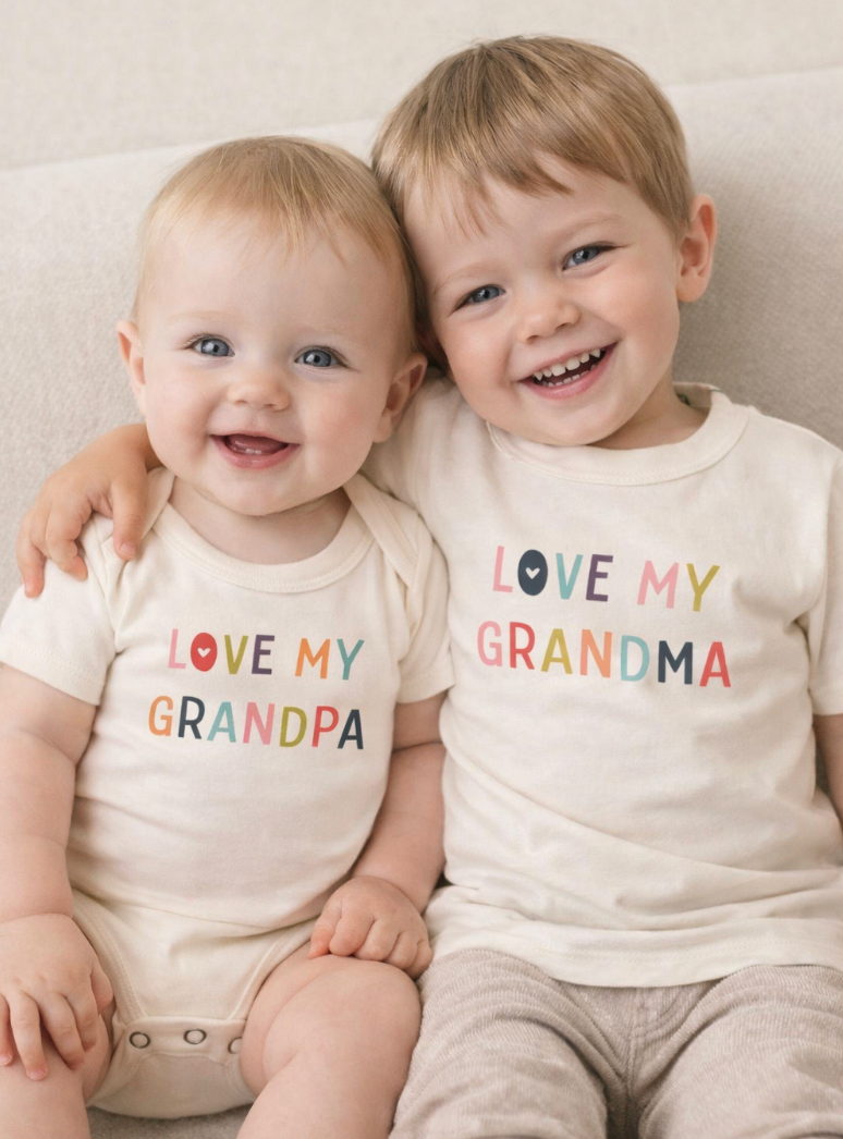 Love Grandpa Baby Bodysuit - 100% Organic Cotton Graphic Onesie