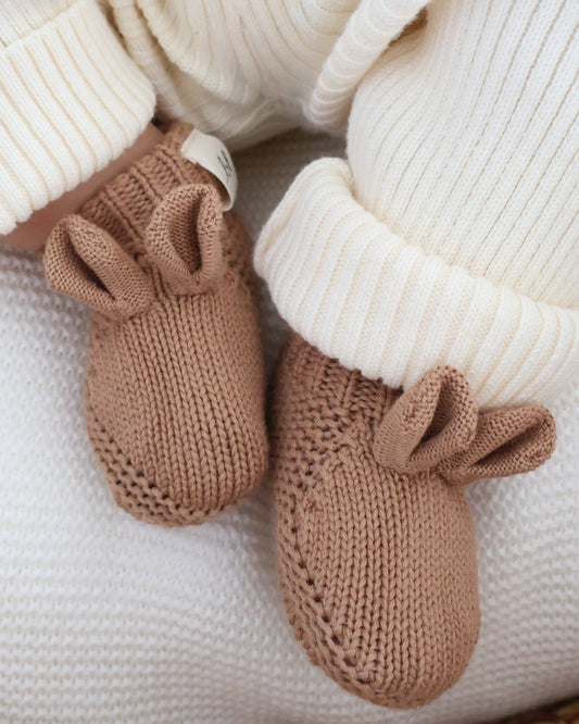 Organic Cotton Little Bear Baby Booties – Acorn