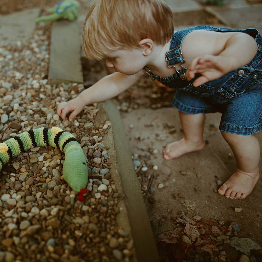 Crochet Snake Rattle | Organic Cotton Sensory Toy for Babies & Toddlers