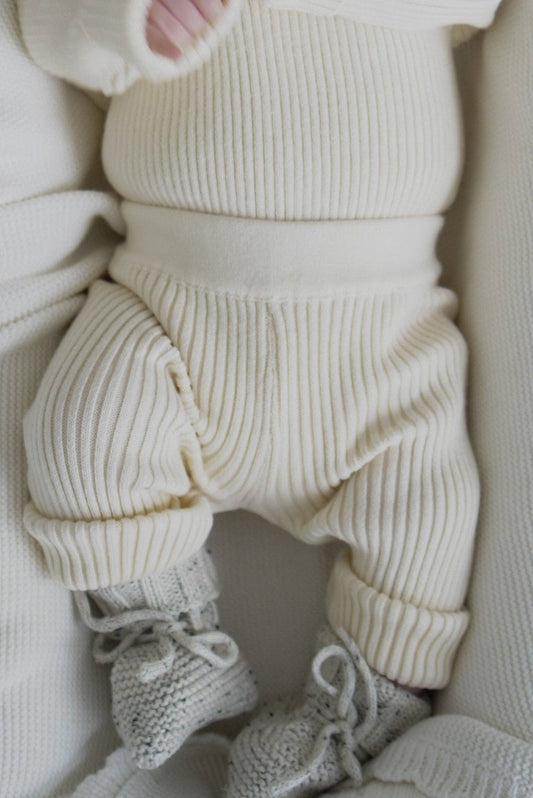 Organic Cotton Baby Rib Leggings – Cream