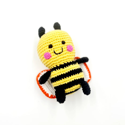 Bumblebee Baby Rattle | Organic Cotton Sensory Toy for Infants