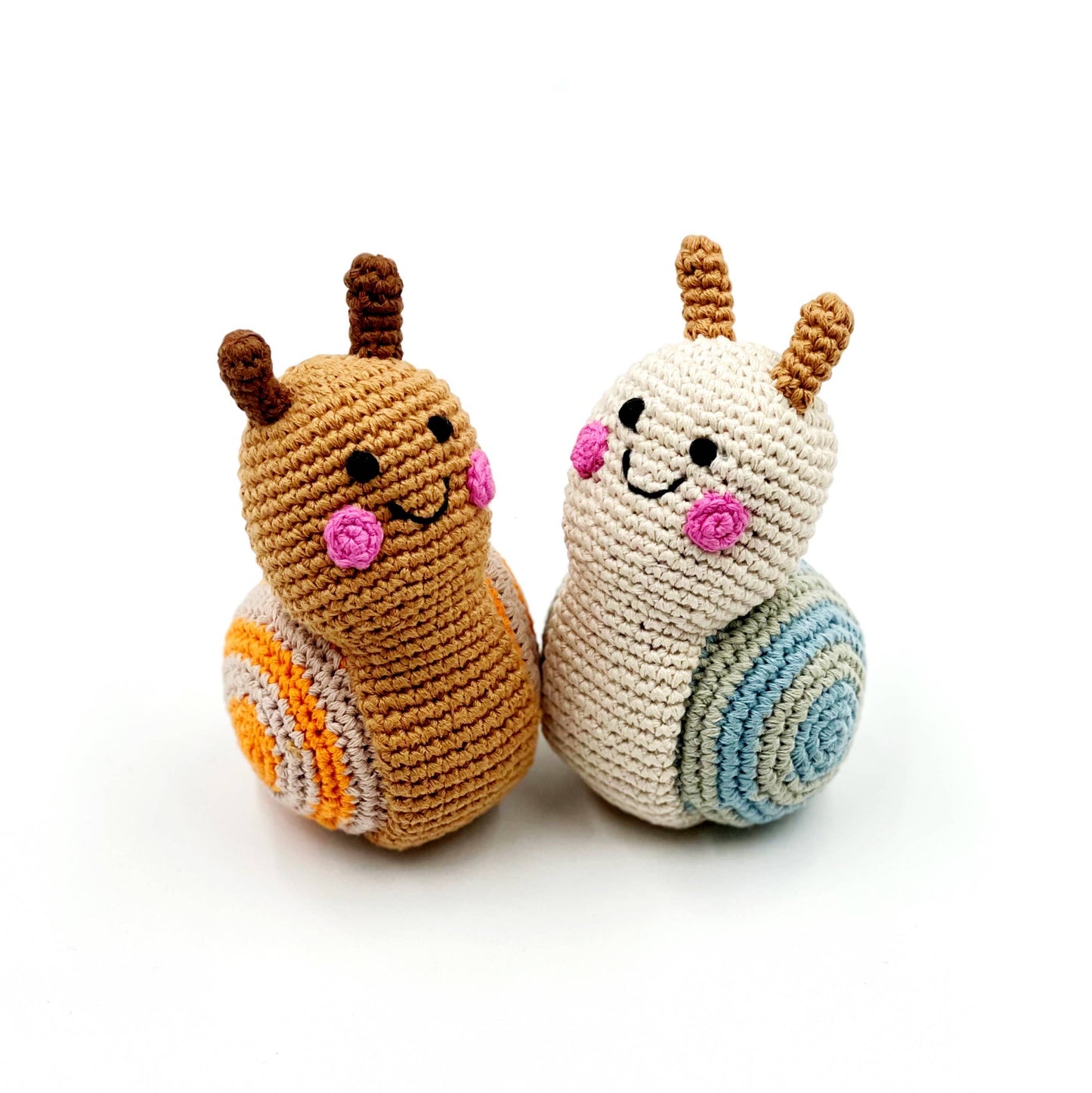 Baby Snail Rattle – Handmade Organic Cotton, Fair Trade Toy: Natural