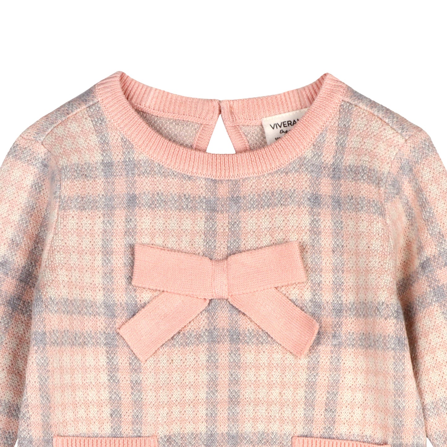 Sophie Bow Checkered Organic Cotton Sweater Knit Baby Dress