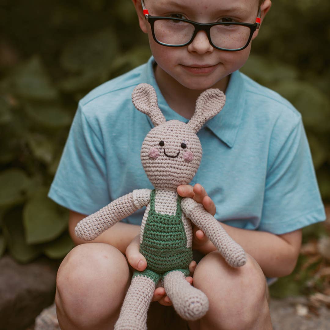 Velvety Springtime Bunny - Organic Cotton Crochet Toy: Green