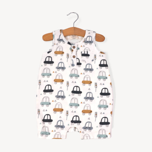 Cars Henley Sleeveless Baby Romper