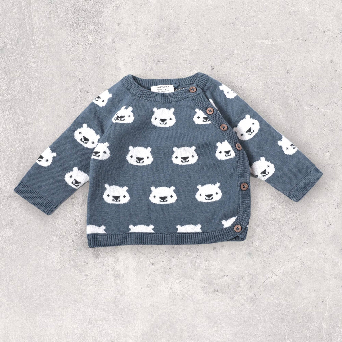 Bear Jacquard Knit Pullover Sweater