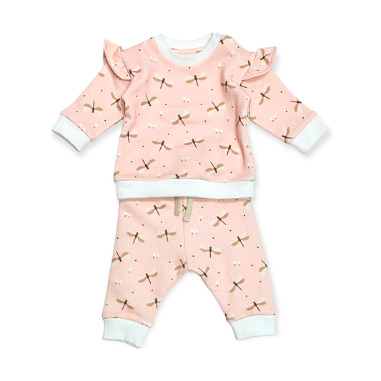 Dragonfly Ruffle Baby Sweatshirt Jogger Set