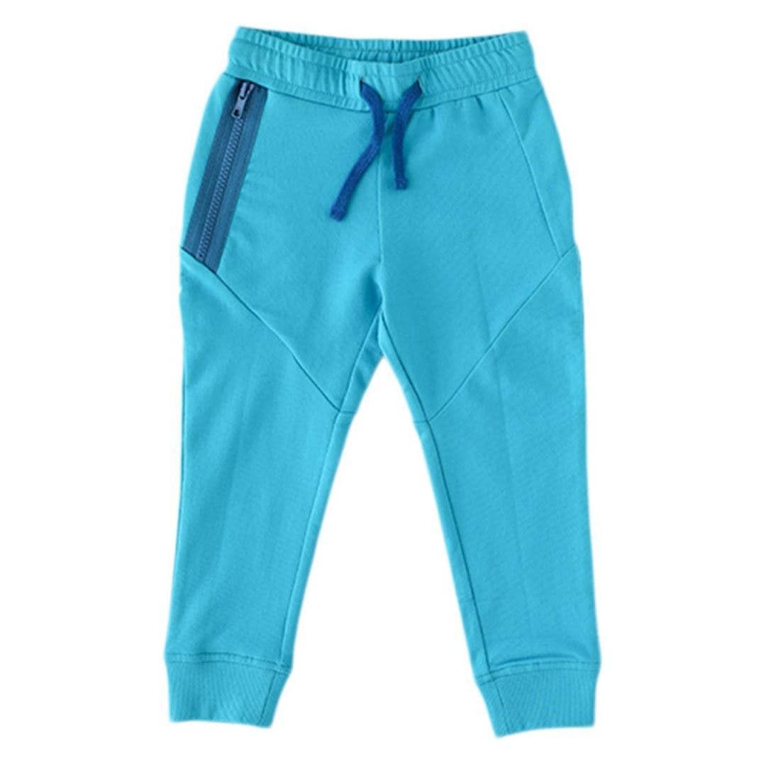 Ocean Blue Asymmetrical Zip Joggers