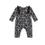 Gray Long Sleeve Leopard Ruffled Romper