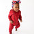 Red Asymmetrical Zip Hoodie Romper